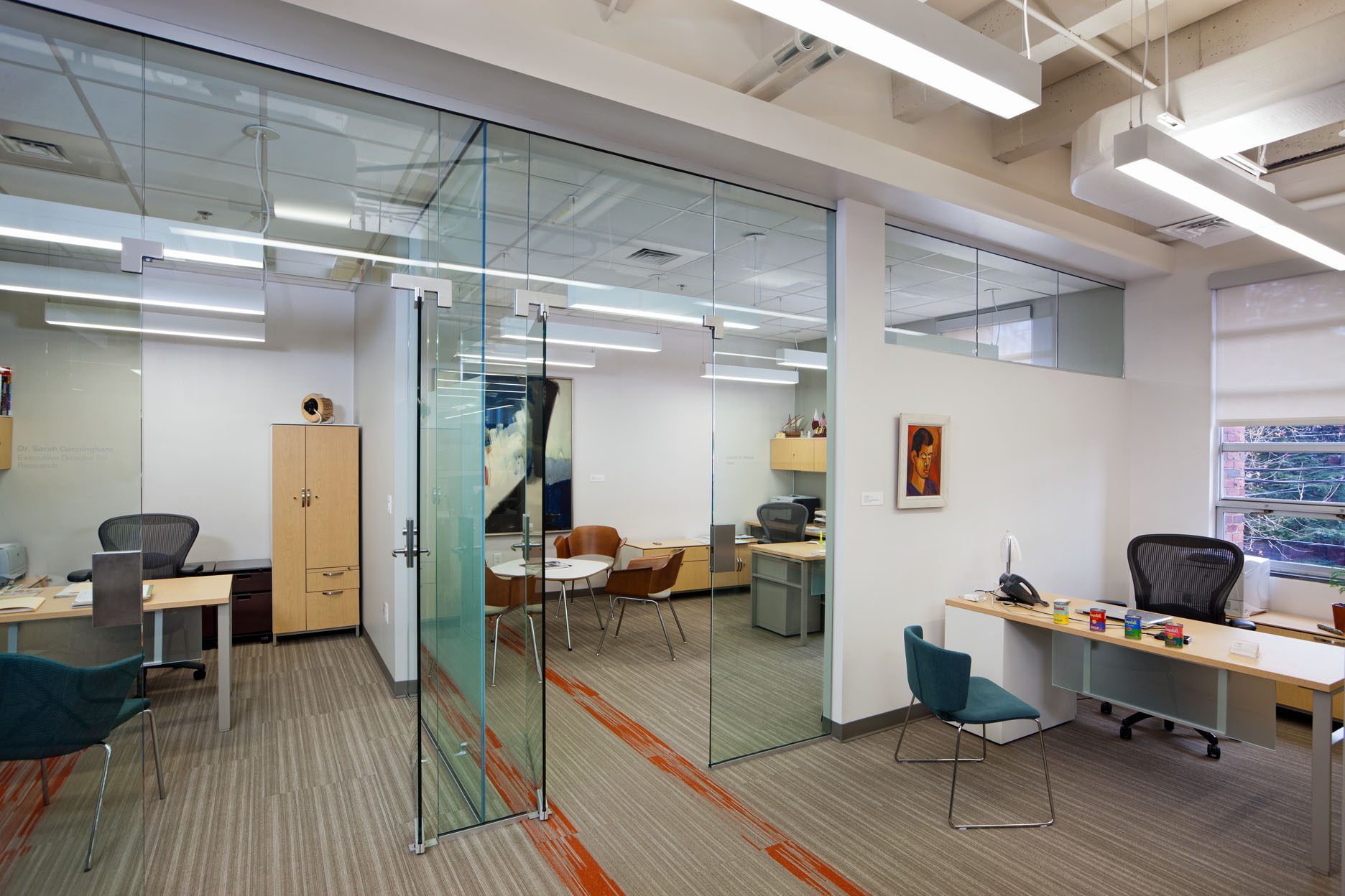 Interior of Offices With Glass Partitions